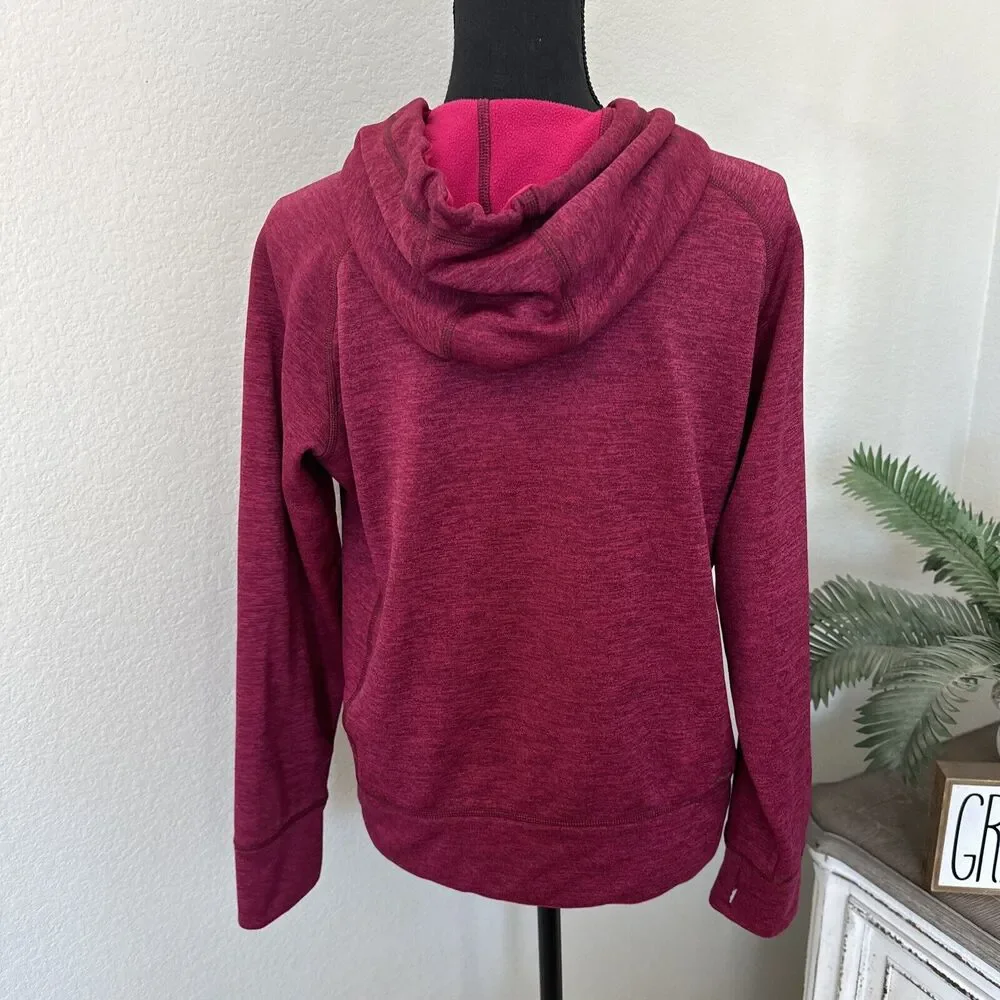 Adidas Hooded Hoodie Sweater Pink Fuchsia Youth Medium 12-14 Thumbholes Climwarm